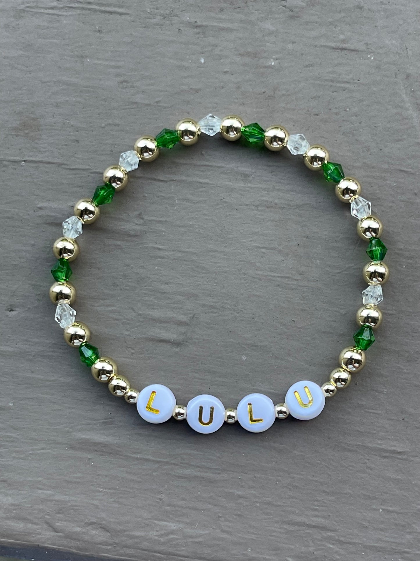 CUSTOM NAME BRACELET - White, Gold & Gem