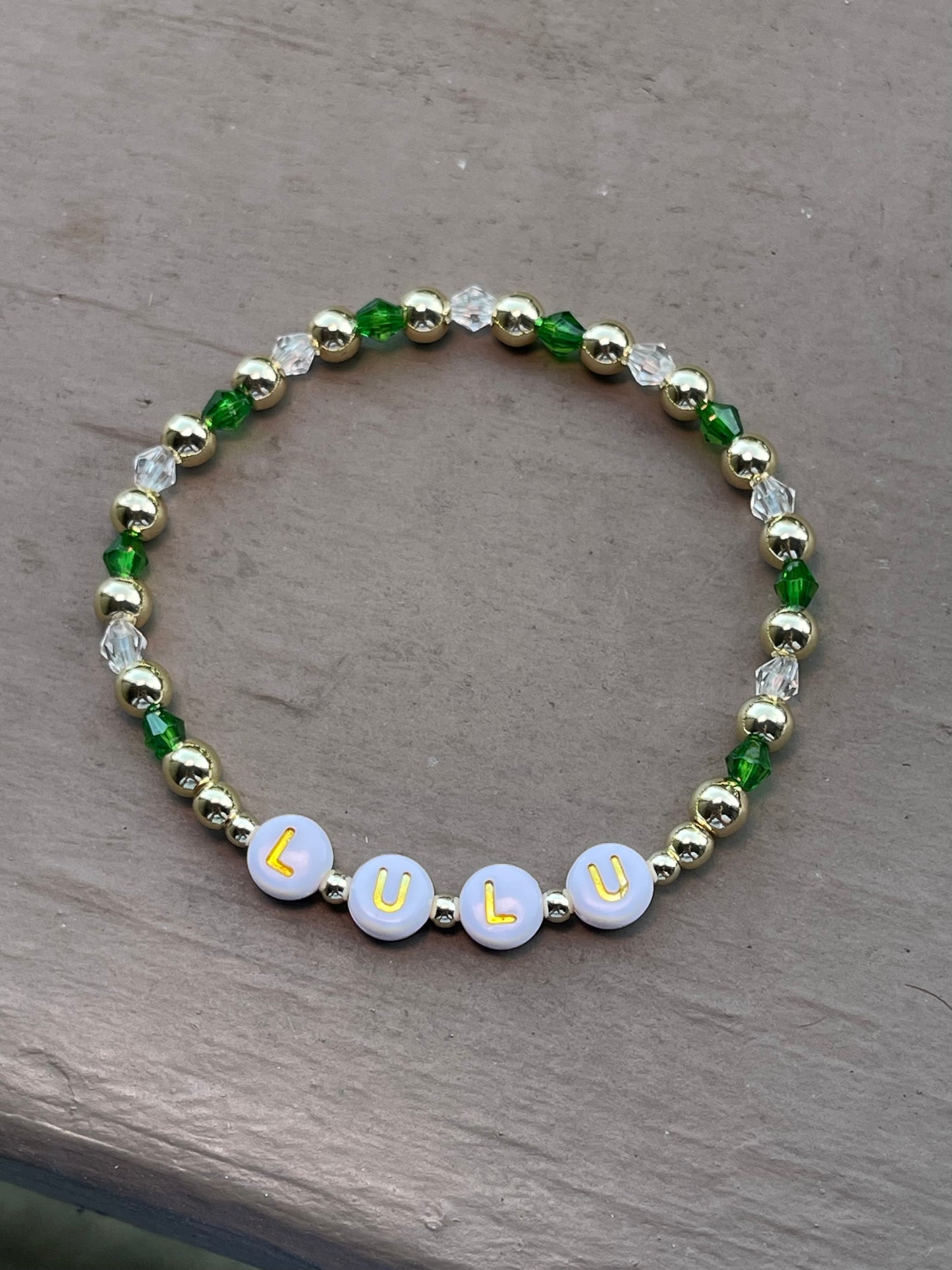 CUSTOM NAME BRACELET - White, Gold & Gem