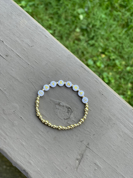 CUSTOM NAME BRACELET - White & Gold Trifecta Pattern